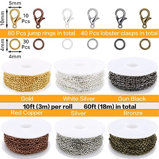 Chains Jewelry Making Supplies, 60ft Cable Link Chains for Making Chains Jewelry Making Supplies, 60ft Cable Link Chains for Making